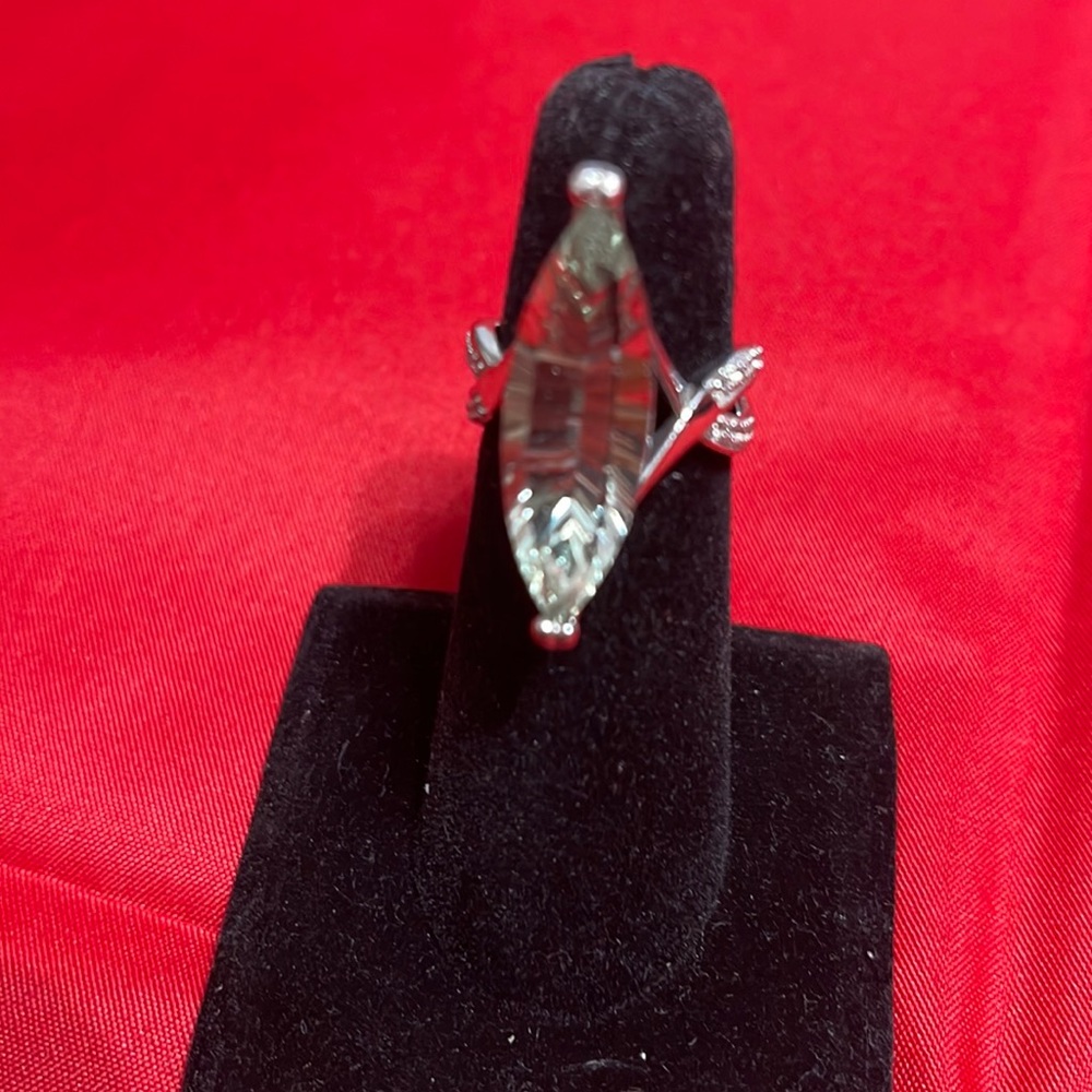 Prasiolite in Rodium plated plated Sterling silver